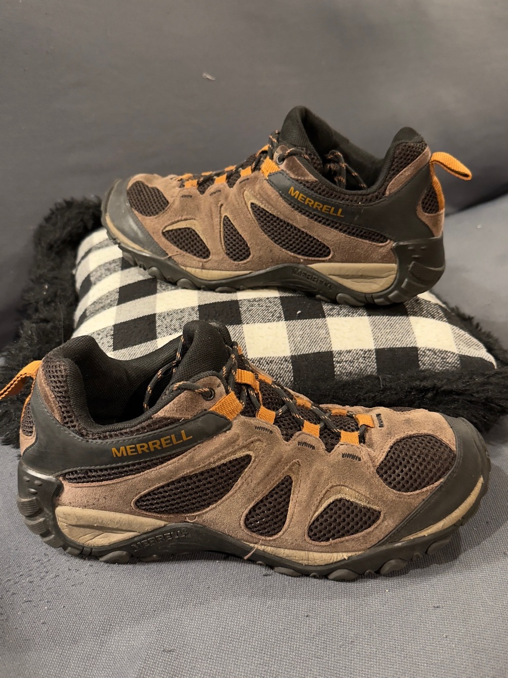 Merrell Brown, Black & Orange Low-Cut Hiking Sneakers
